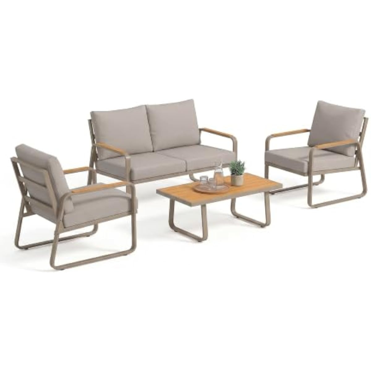 Outdoor Furniture Plus - 4-Piece Outdoor Lounge Collection Featuring Rectangular