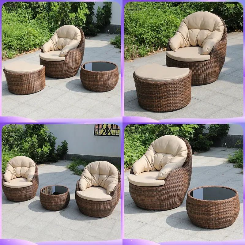 Rattan Lounge Set - Wicker Outdoor Sofa Set for Small