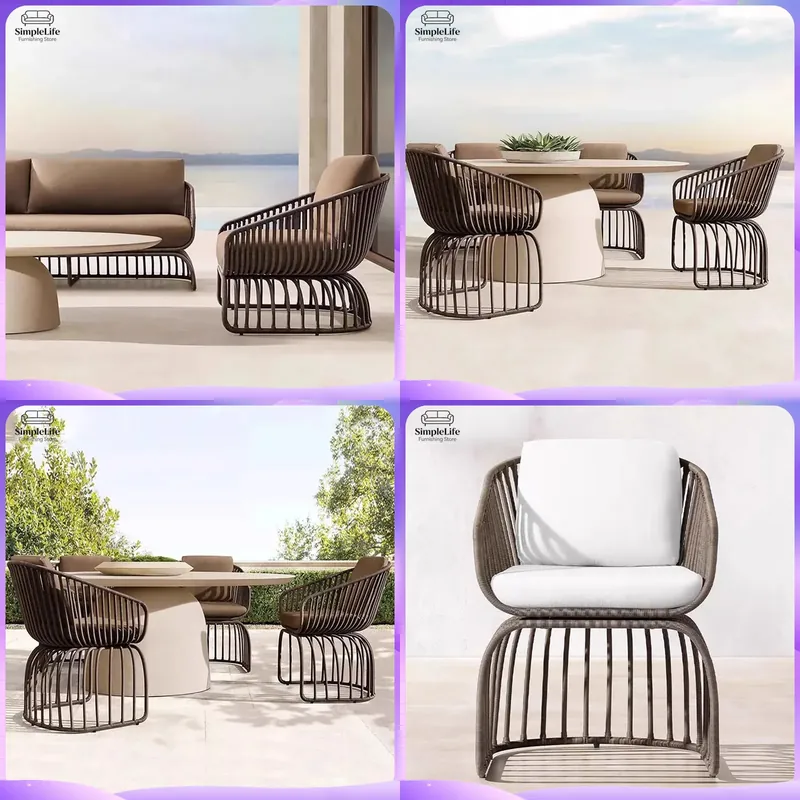 Rattan Lounge Set - Outdoor Rattan Sofa Set with Coffee