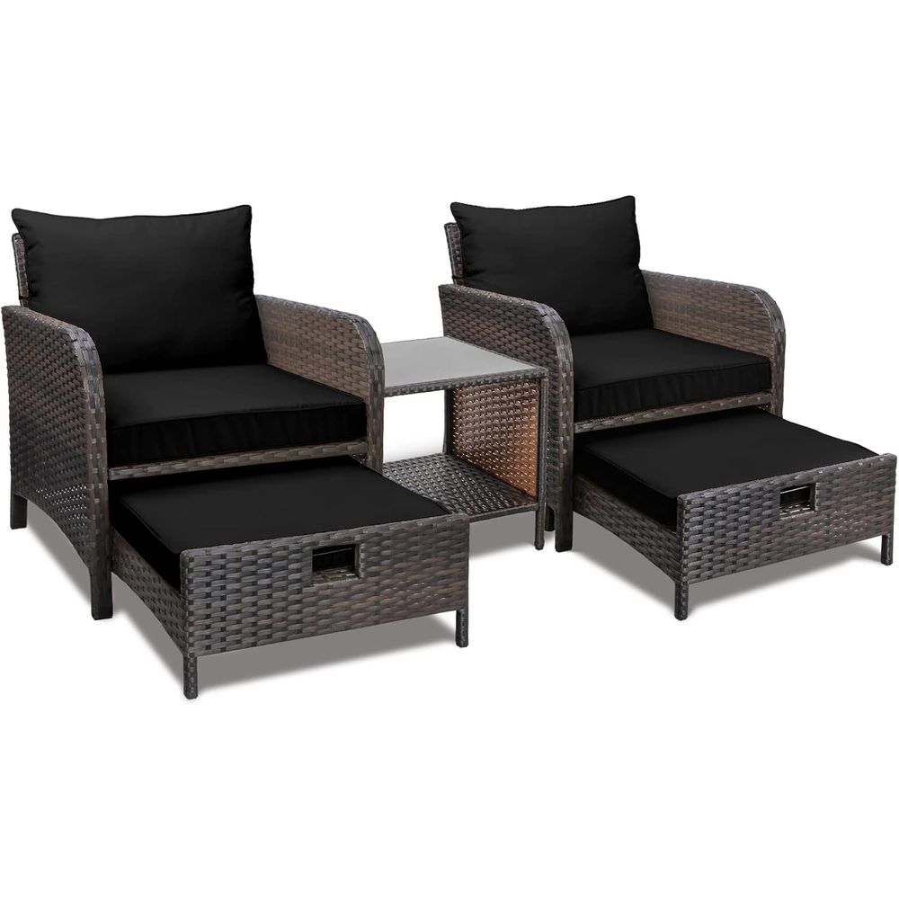 Rattan Lounge Set - Balcony urniture 5 Piece Patio Contion