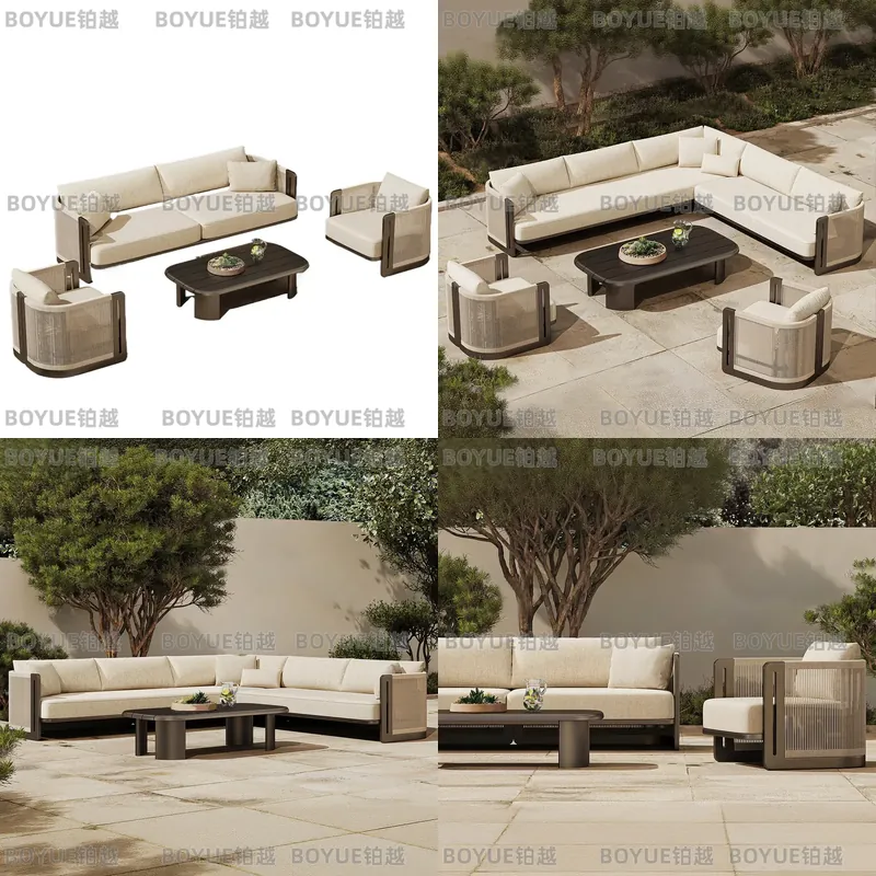 Rattan Lounge Set - Outdoor Rattan Sofa Set Aluminum Alloy