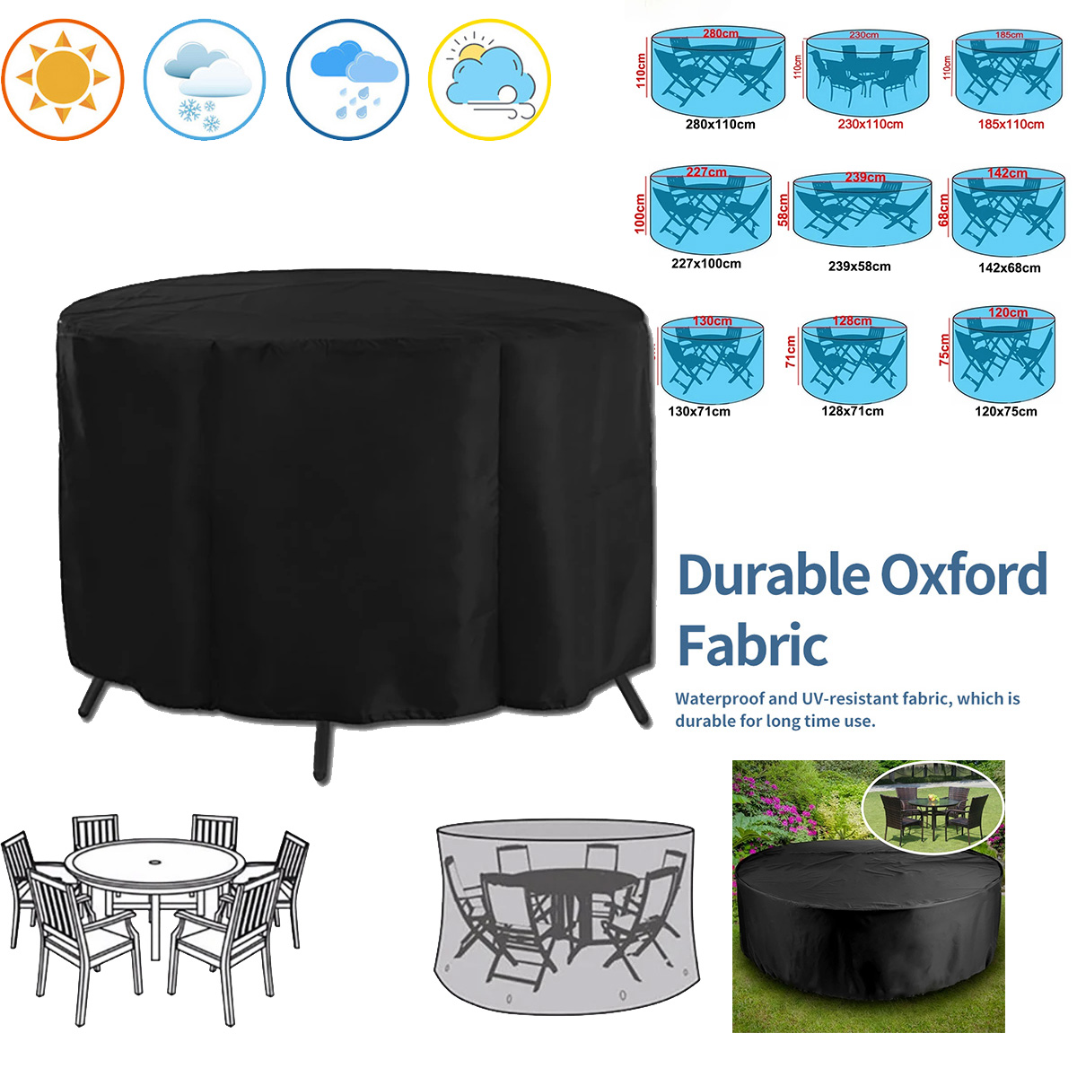 Outdoor Furniture Weatherproof - Round Cover Round Outdoor Garden Furniture