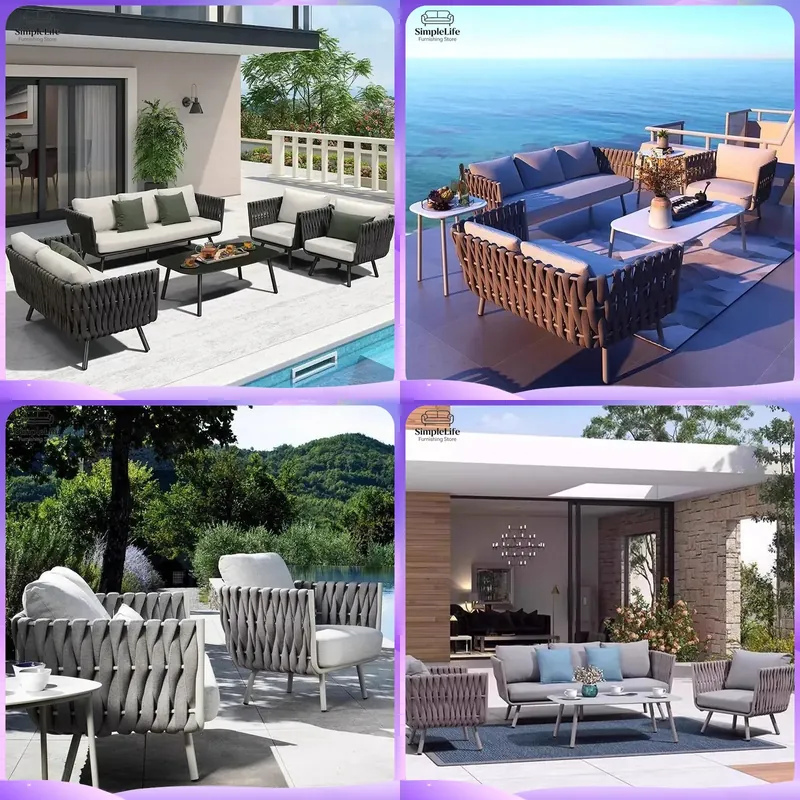Rattan Lounge Set - Outdoor Rattan Sofa Set for Garden