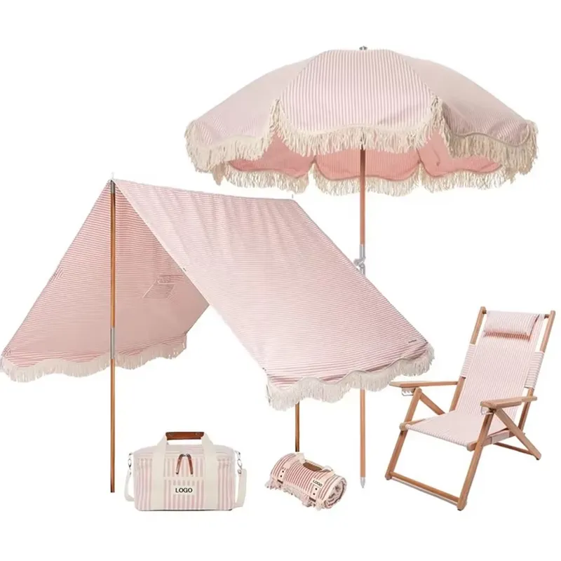 Outdoor Furniture Plus - Custom Cotton Canvas Beach Umbrella With