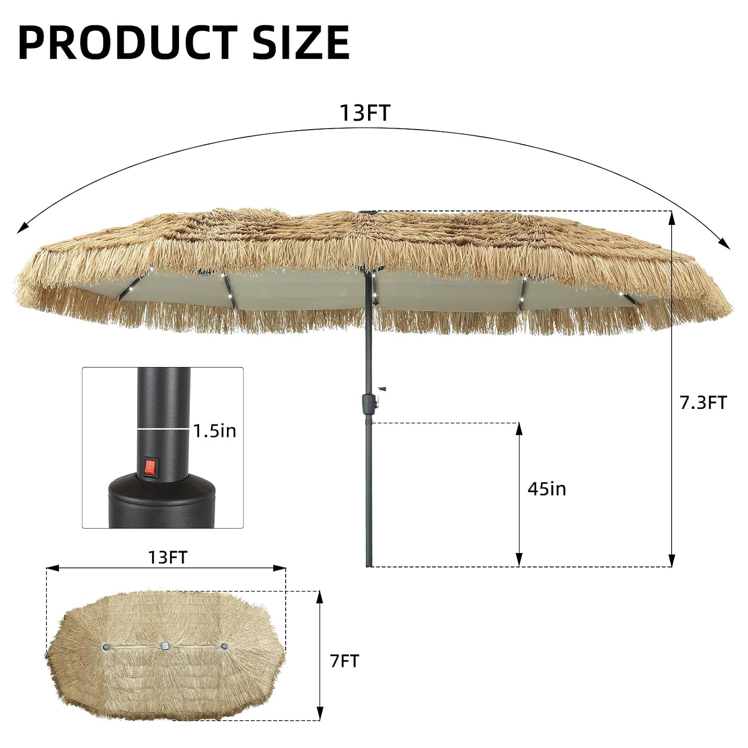 13ft Thatch Umbrella with Sola - Outdoor Furniture With Umbrella ulasan dan harga