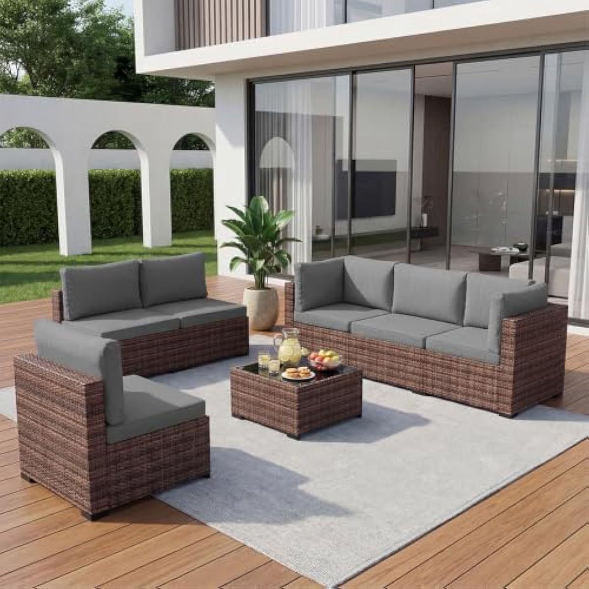 7-piece weather-resistant ratt - Outdoor Furniture Plus ulasan dan harga