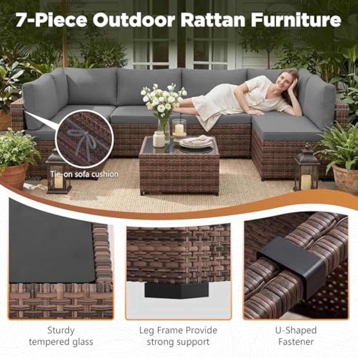 7-piece weather-resistant ratt - Outdoor Furniture Plus ulasan dan harga