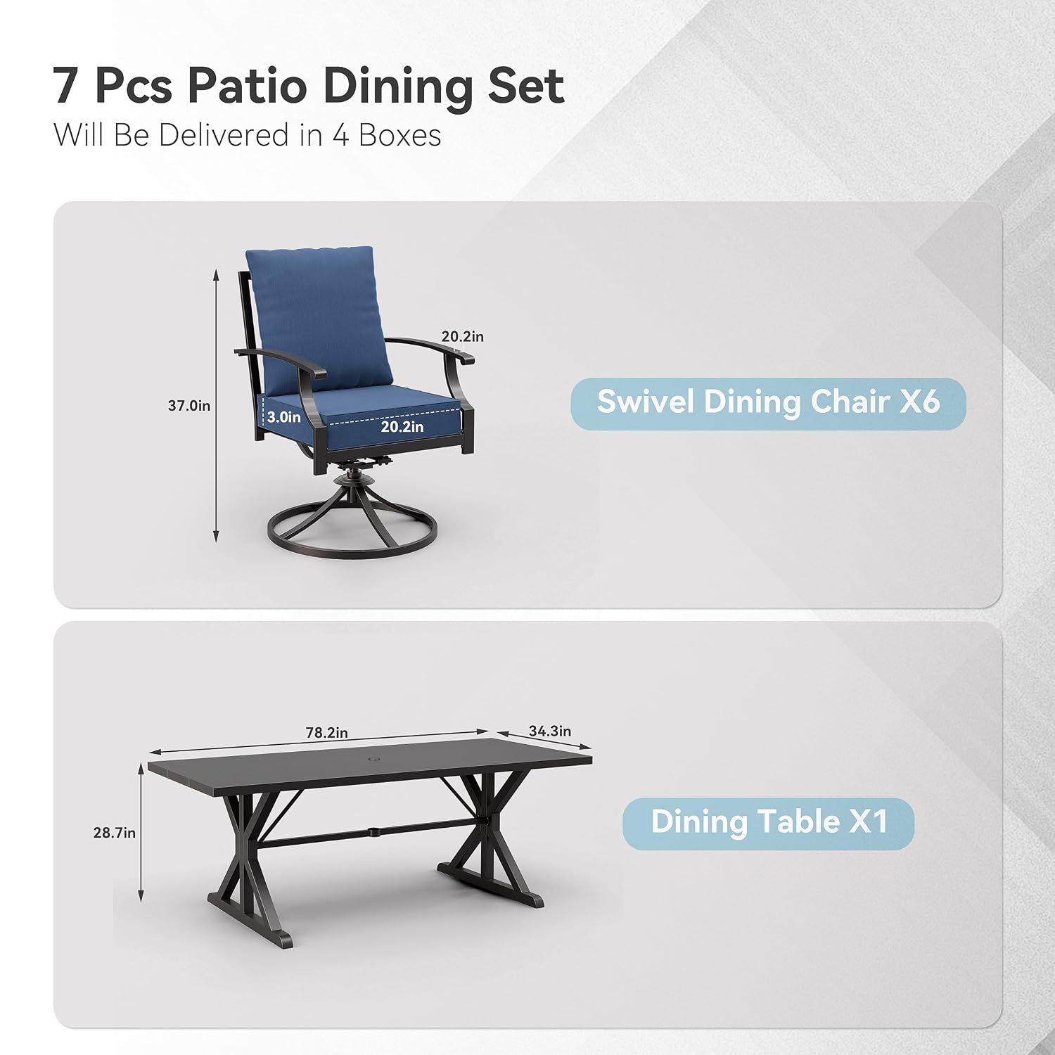 Metal Patio Dining Set 7pc 6 S - Outdoor Furniture Plus ulasan dan harga