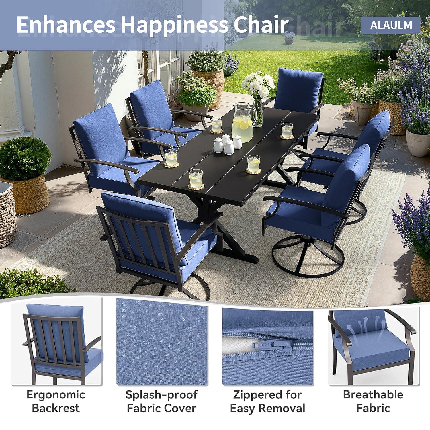 Metal Patio Dining Set 7pc 6 S - Outdoor Furniture Plus ulasan dan harga