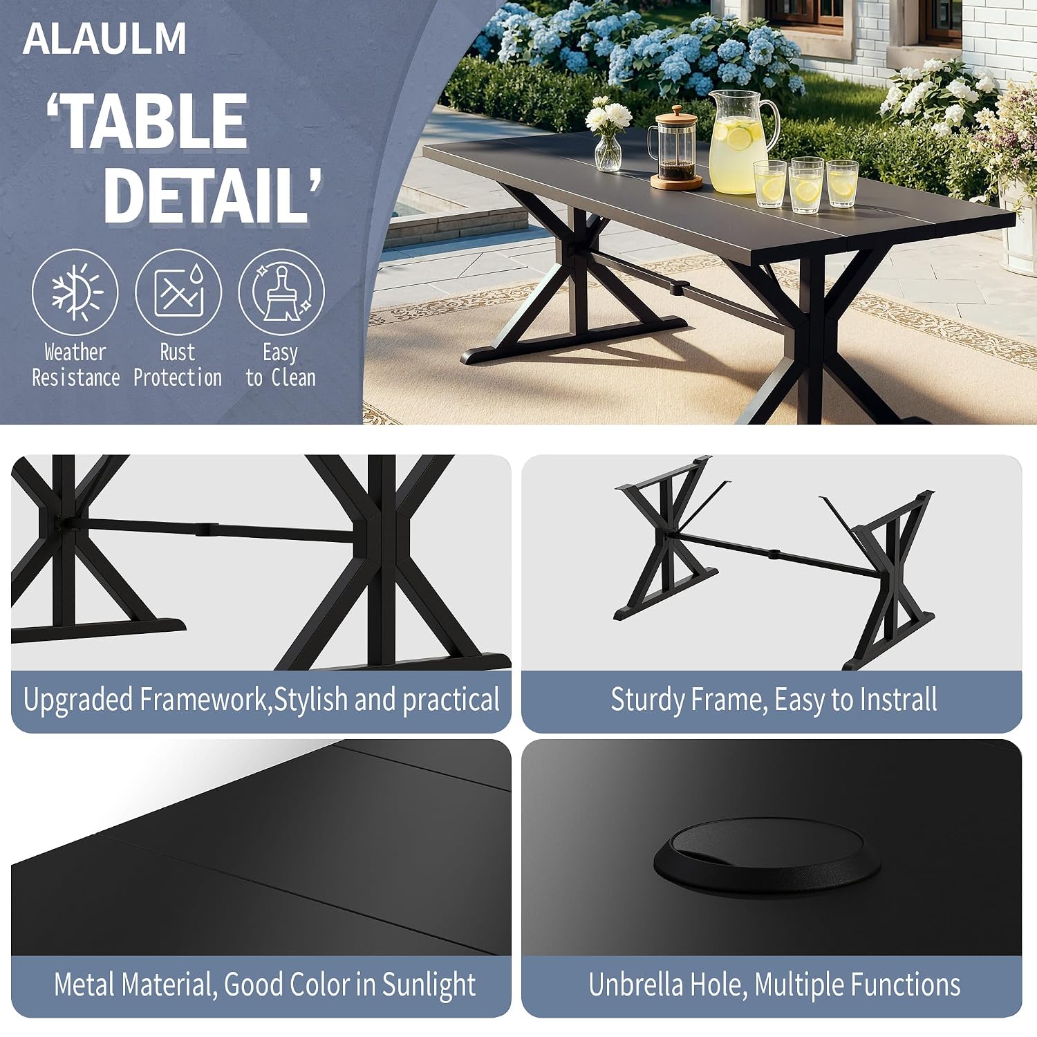 Metal Patio Dining Set 7pc 6 S - Outdoor Furniture Plus ulasan dan harga