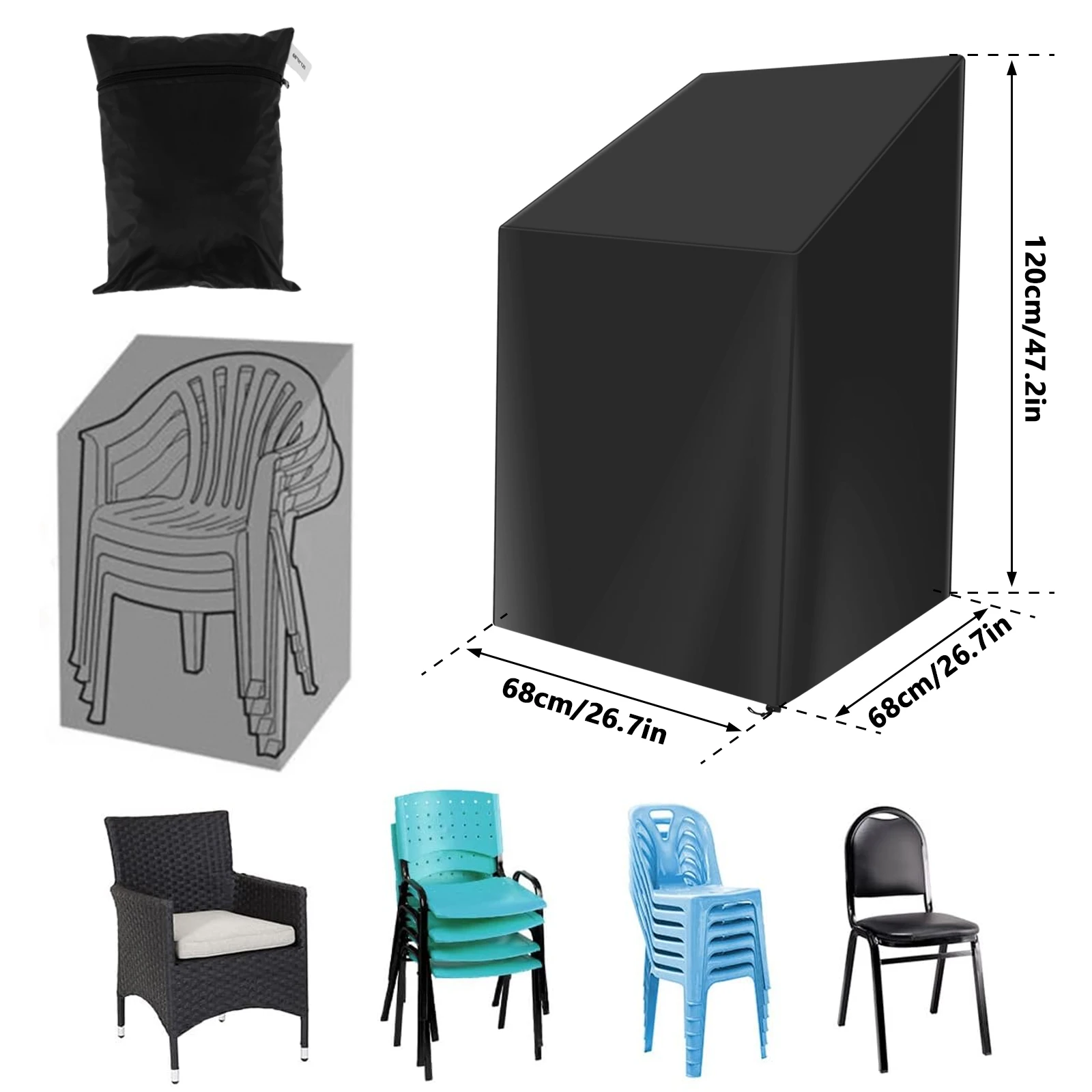 Stacked Chair Dust Cover with  - Outdoor Furniture Weatherproof ulasan dan harga