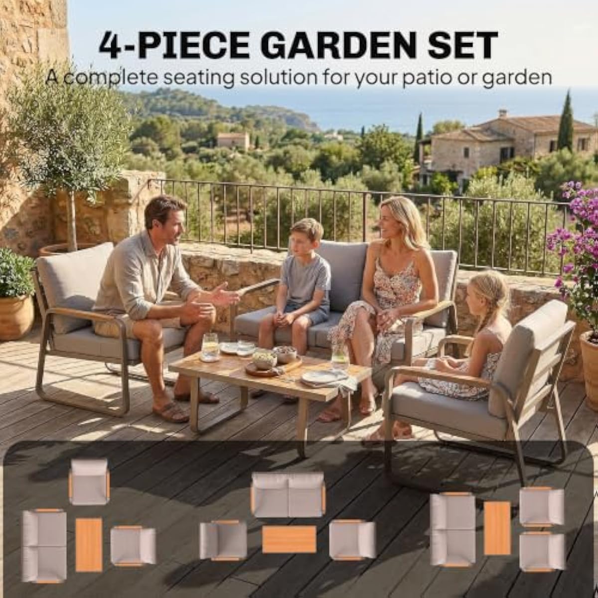 4-Piece Outdoor Lounge Collect - Outdoor Furniture Plus ulasan dan harga
