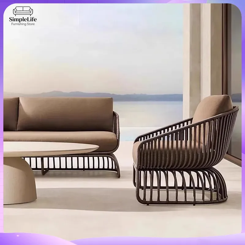 Outdoor Rattan Sofa Set with C - Rattan Lounge Set ulasan dan harga