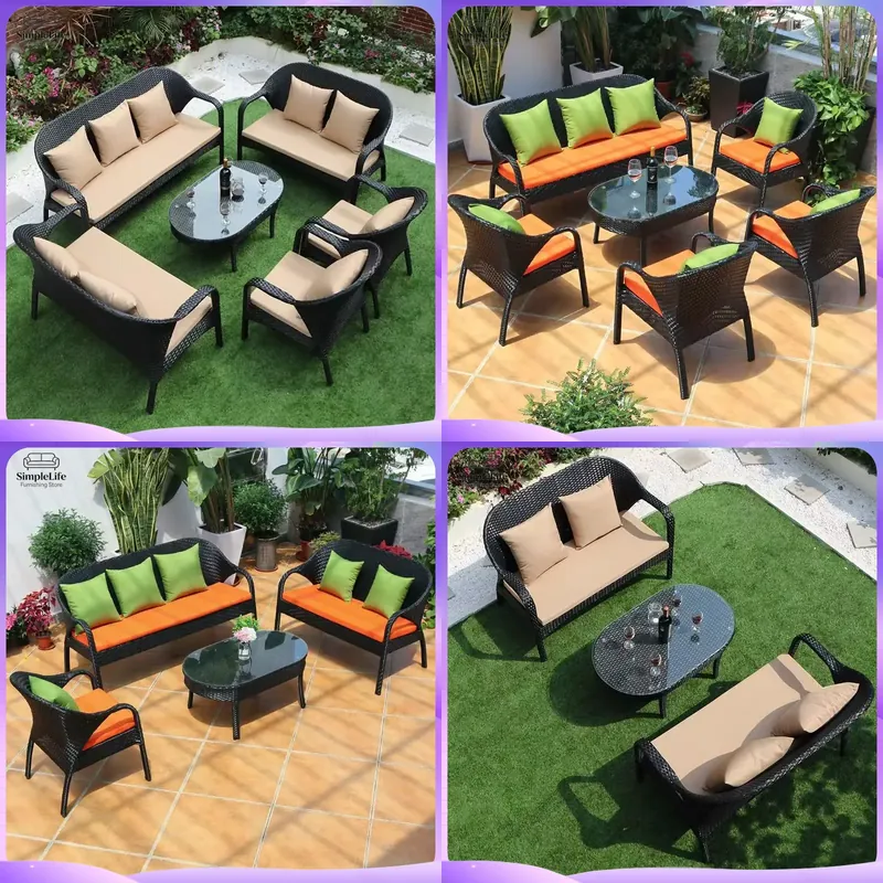 Outdoor Wicker Sofa Set for Pa - Rattan Lounge Set ulasan dan harga