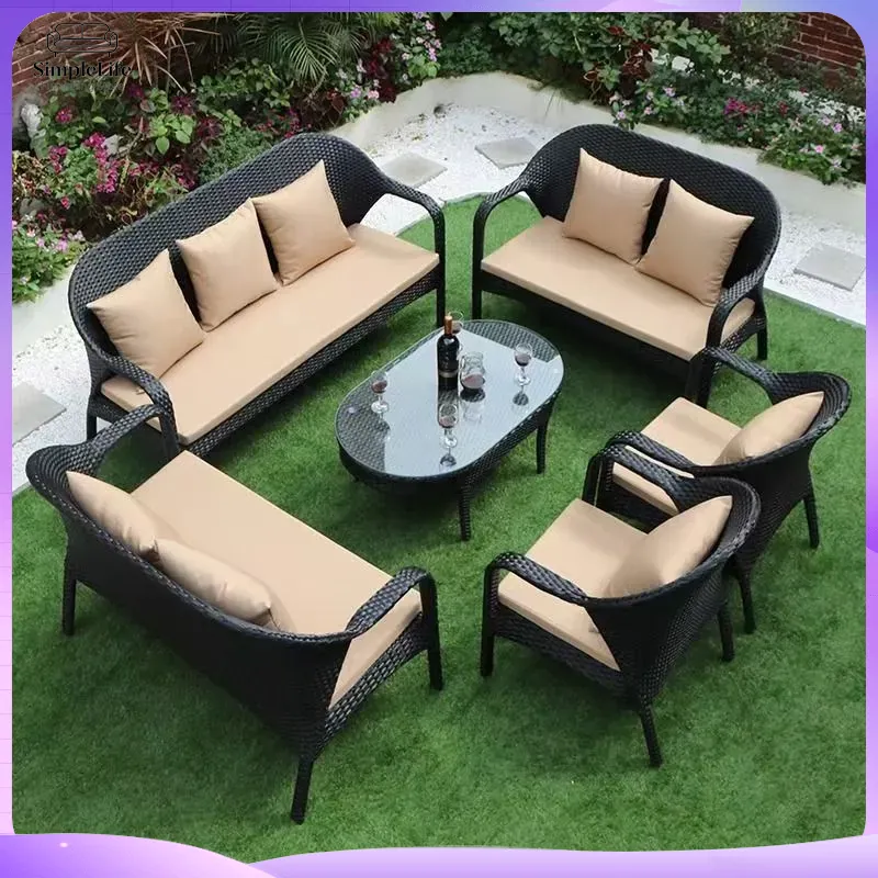 Outdoor Wicker Sofa Set for Pa - Rattan Lounge Set ulasan dan harga