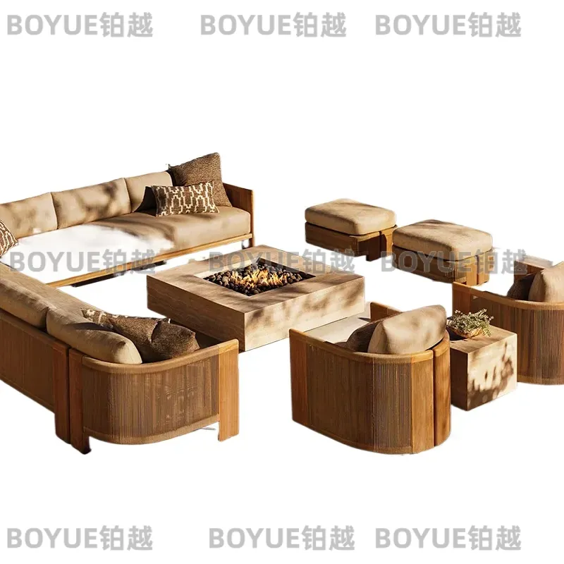 Outdoor Rattan Sofa Set Teak R - Rattan Lounge Set ulasan dan harga