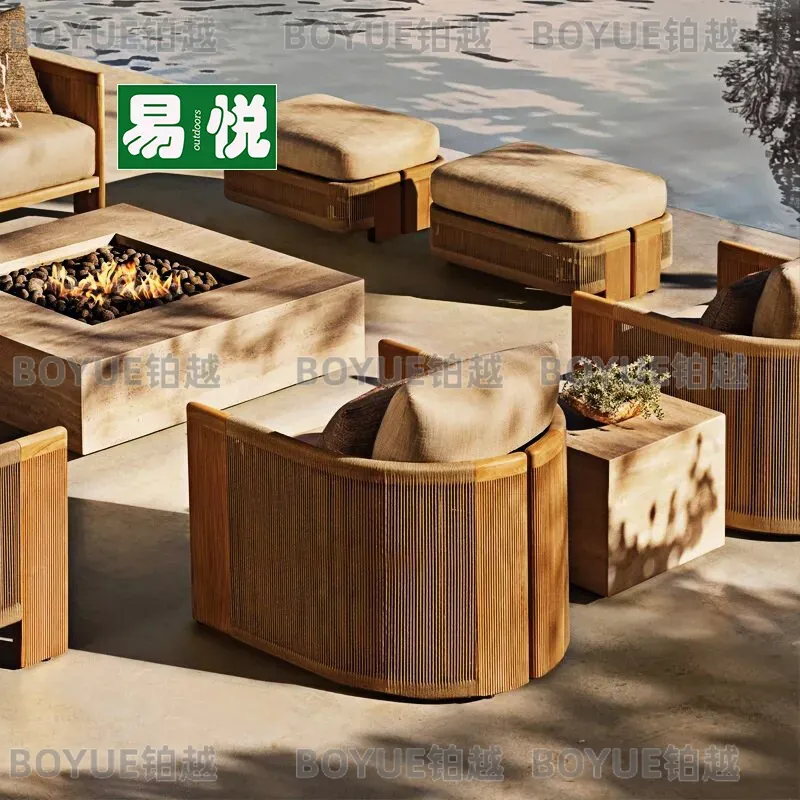 Outdoor Rattan Sofa Set Teak R - Rattan Lounge Set ulasan dan harga