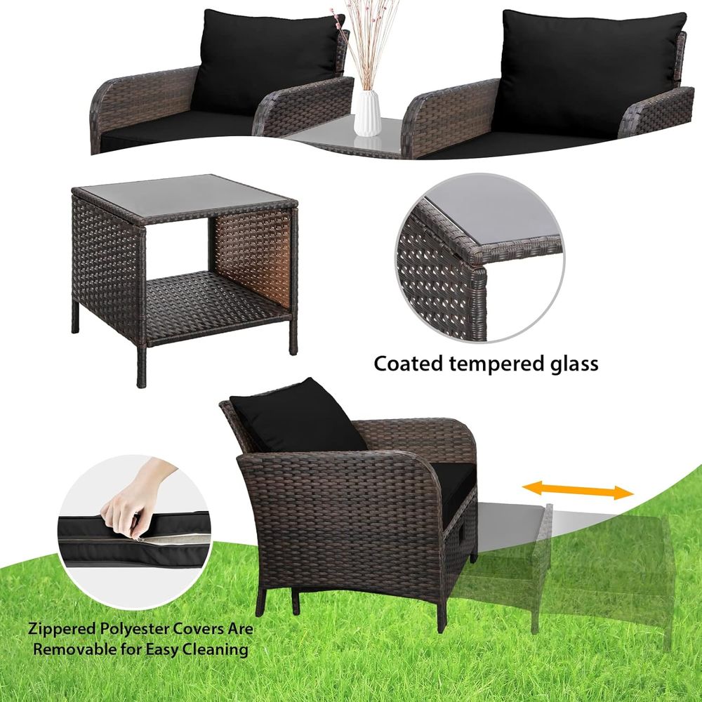 Balcony urniture 5 Piece Patio - Rattan Lounge Set ulasan dan harga