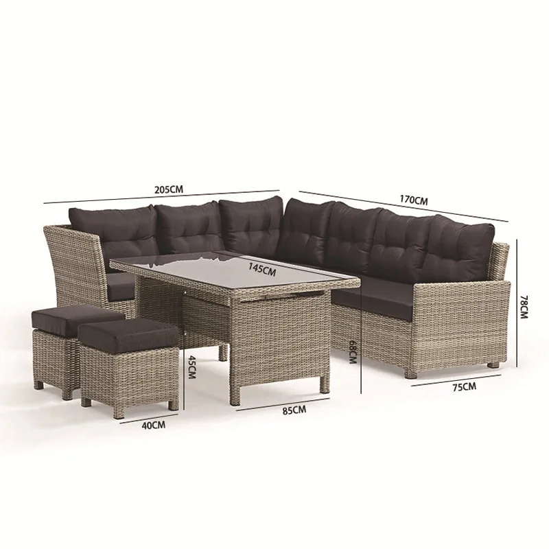 Outdoor PE Wicker Lounge Sofa  - Rattan Lounge Set ulasan dan harga