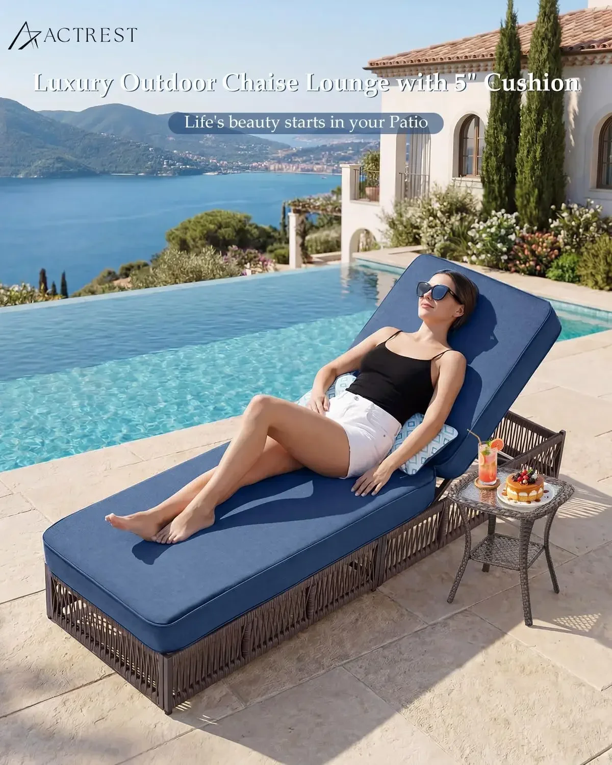 Luxury Outdoor Chaise Lounge w - Rattan Lounge Set ulasan dan harga