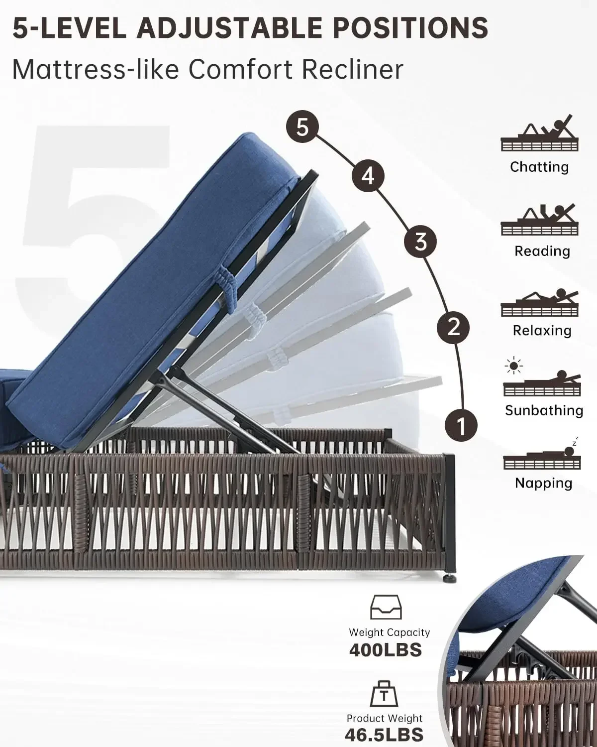 Luxury Outdoor Chaise Lounge w - Rattan Lounge Set ulasan dan harga