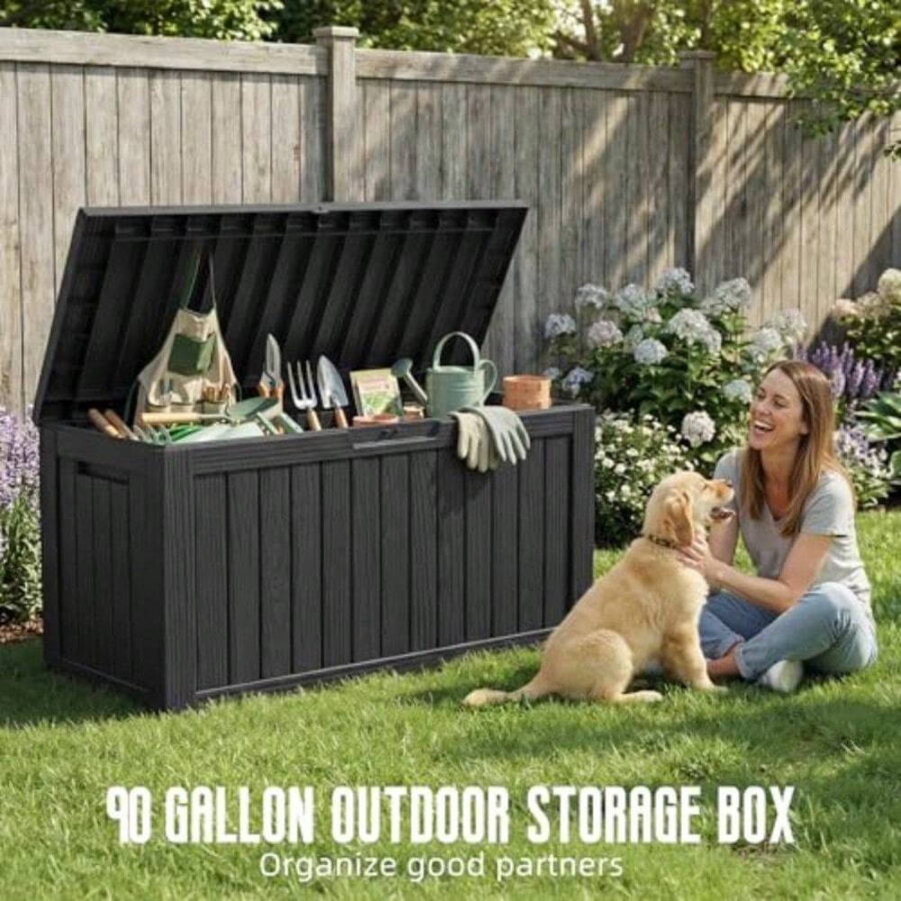90 Gallon Outdoor Deck Box Wat - Outdoor Furniture Weatherproof ulasan dan harga