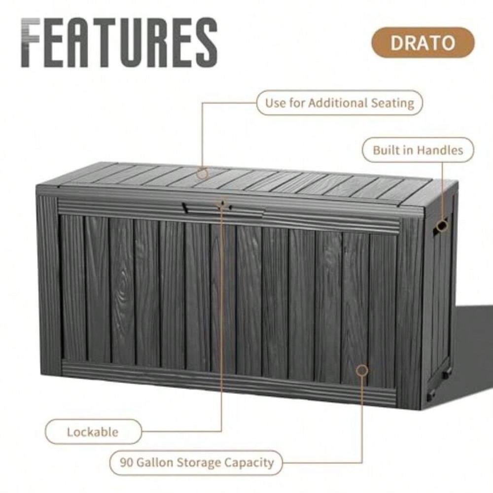 90 Gallon Outdoor Deck Box Wat - Outdoor Furniture Weatherproof ulasan dan harga
