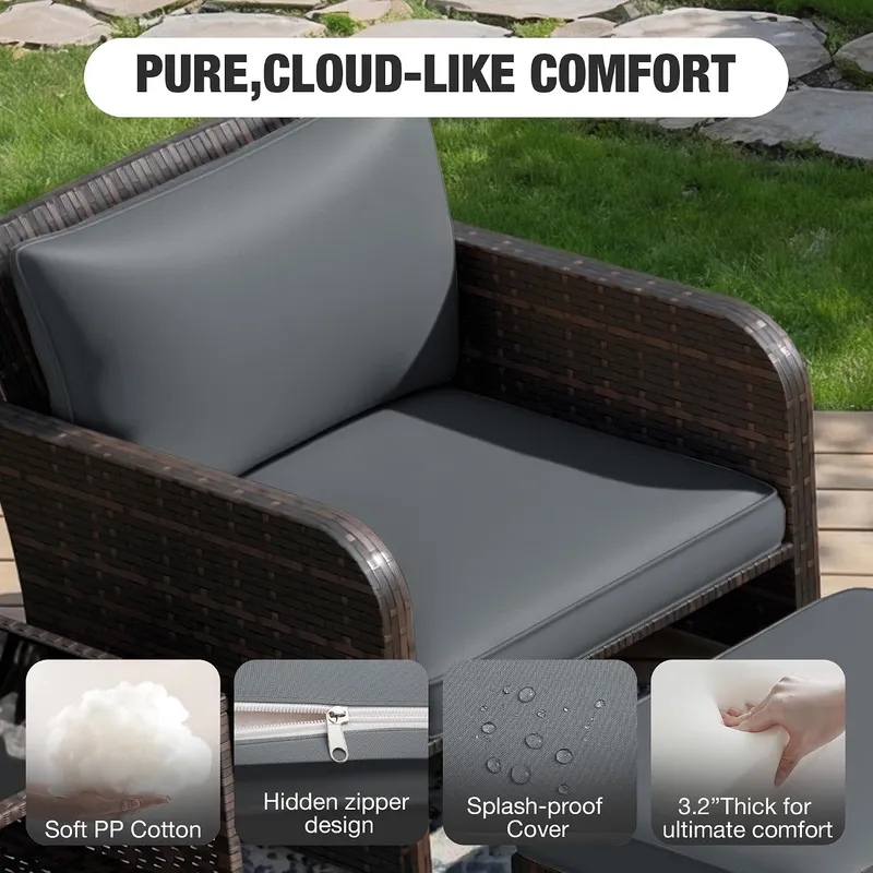 Patio Conversation Set 5 Piece - Rattan Lounge Set ulasan dan harga